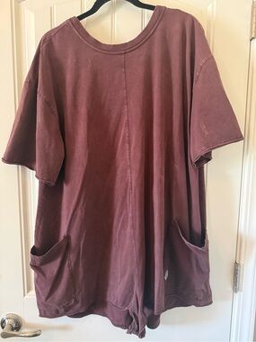 Free People Oversized Short Sleeve Tee in brown